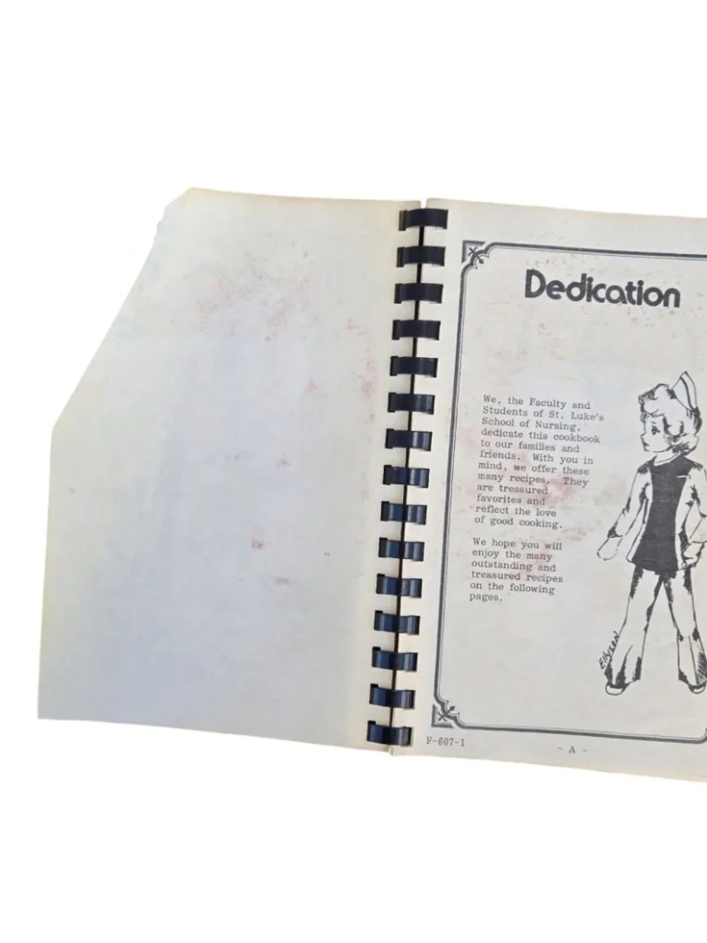 St Lukes School Of Nursing Cookbook Recipe Book Sioux City Iowa 1980s AS IS